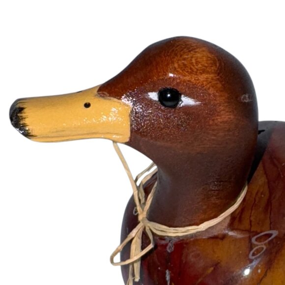 Carved Jasper Stone Duck Figurine Artisan Made Alain Larochelle Quebec Wood Beak - Picture 2 of 9